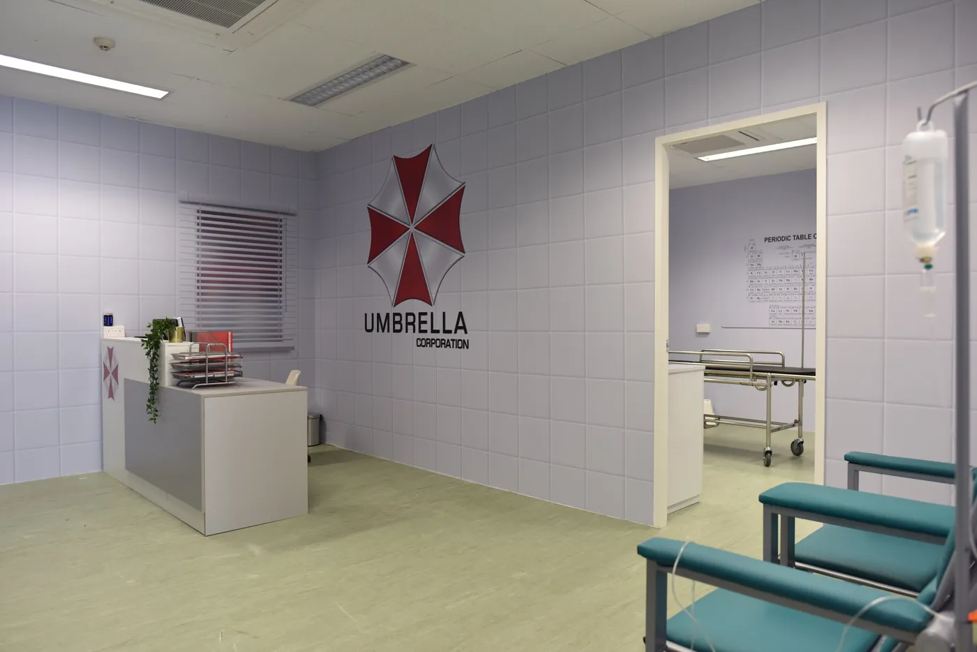 Inside the Yuhua Secondary escape room — the lab-themed set from the 2018 build
