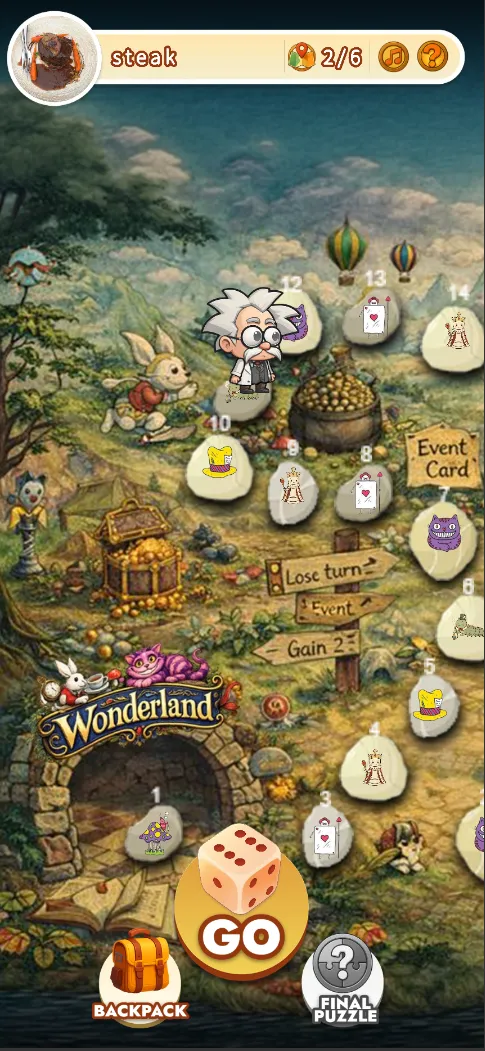 The MazeFox adventure map with numbered stops and a GO dice